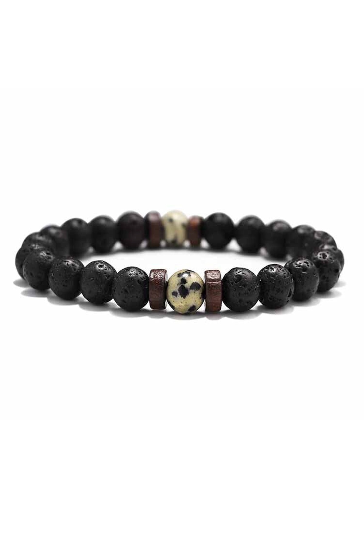 Wooden Figure Design Natural Stone Men's Bracelet