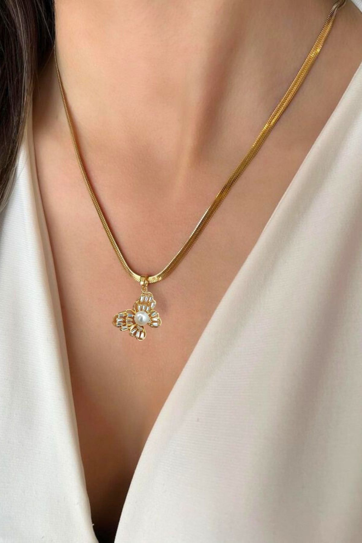 Gold top butterfly jewelry