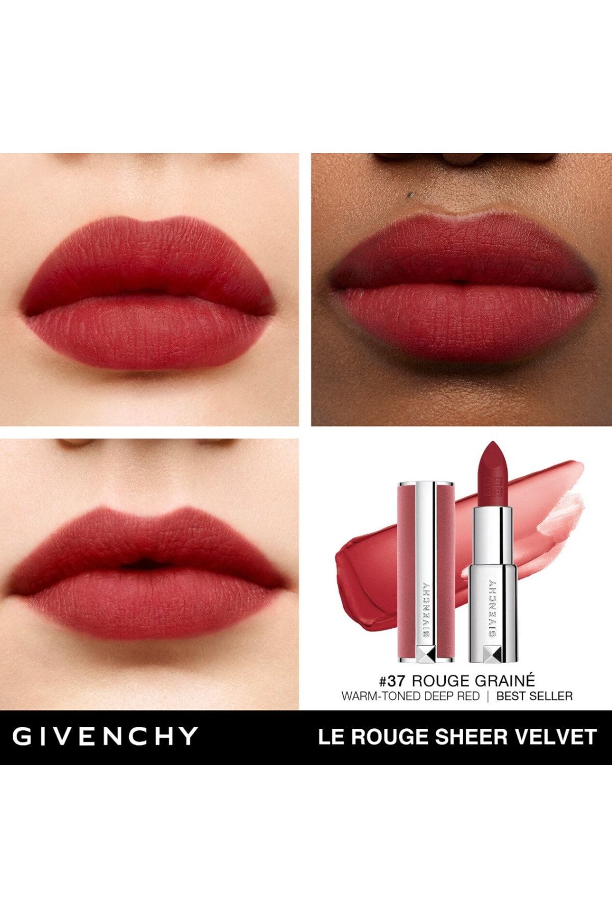 Givenchy لبخند مخملی مات لبهای روشن ۳۷ روژ گرینه
