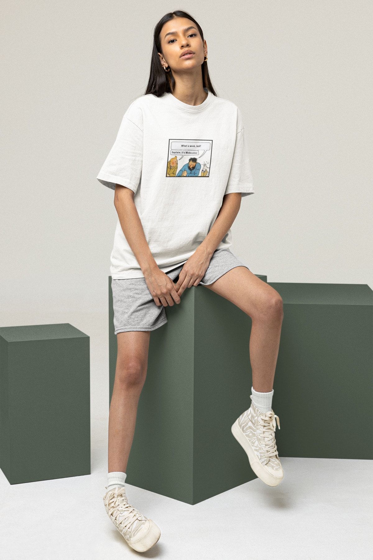 Adrift What A Week Huh?Captain It's Wednesday Designed Oversize Unisex