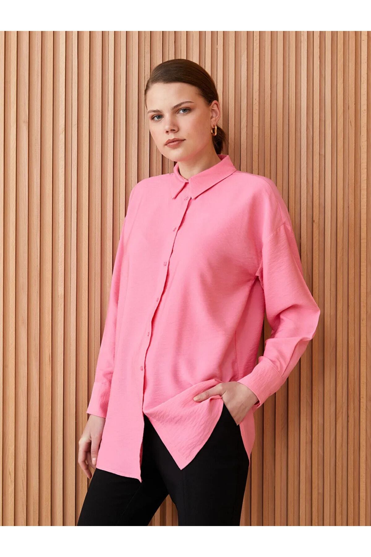 LC Waikiki-Tunica de dama oversize - guler camasa, uni, maneca lunga 5