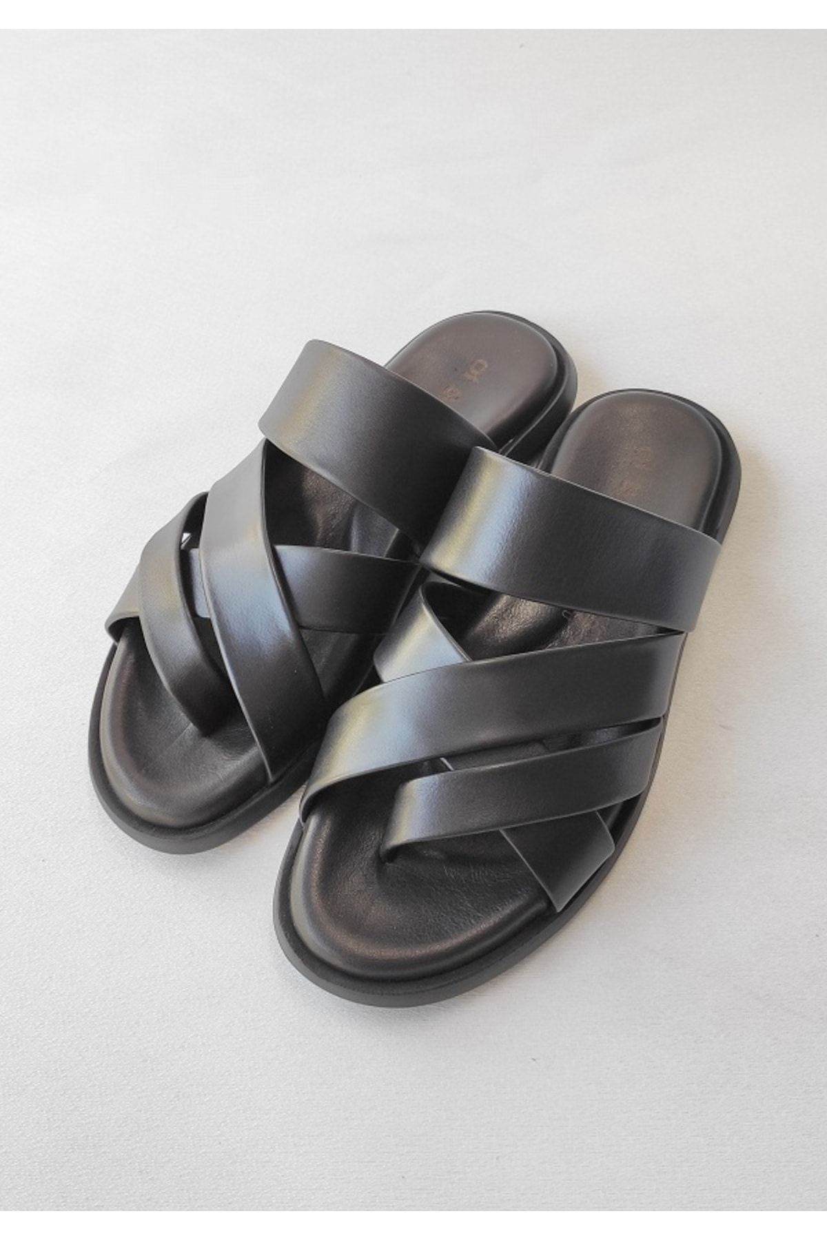 Of&Off-Men's Genuine Leather Slippers 1