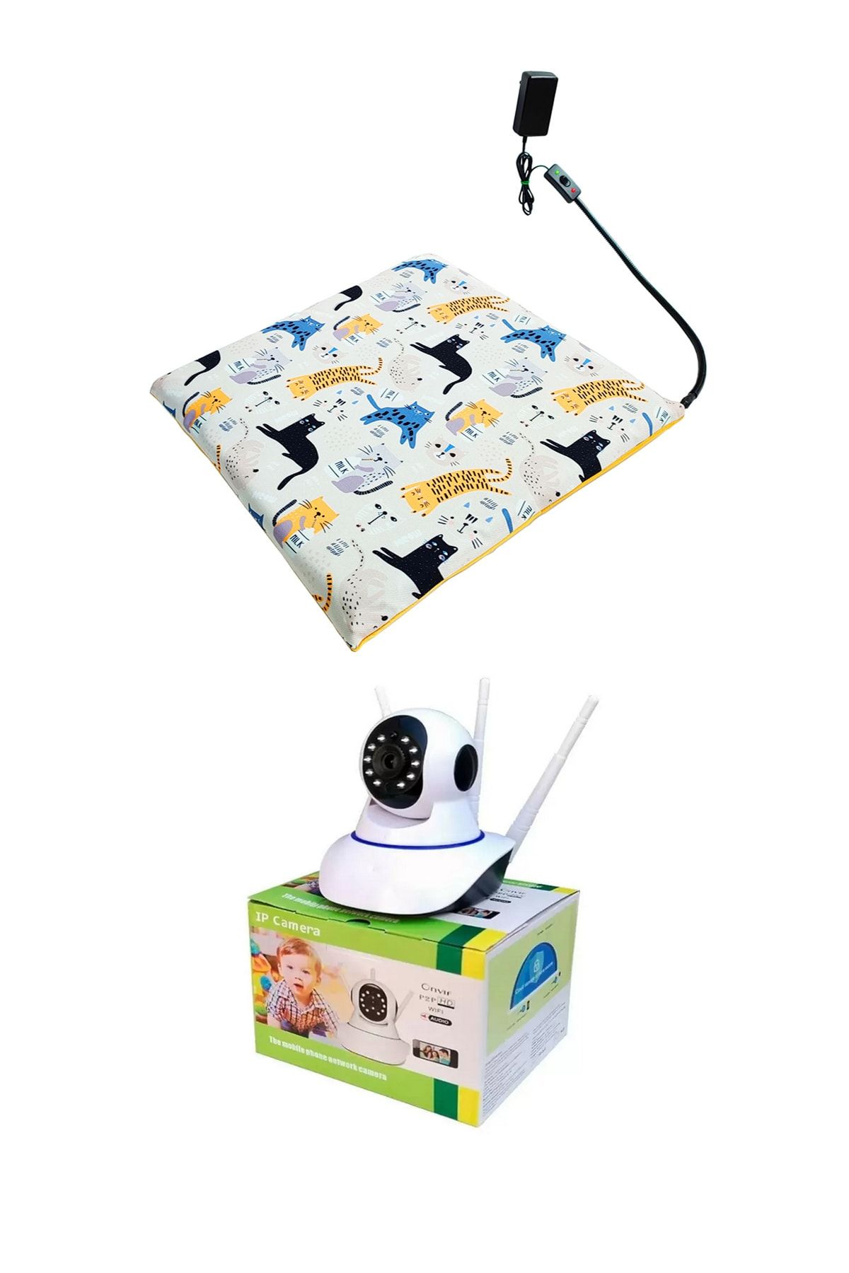 تخت گربه و سگ چند رنگ برقی دوربین ایمنی نظارت بر حیوانات خانگی مجموعه کوسن گرم 45Cmx45Cm پاورتچ  Powertec