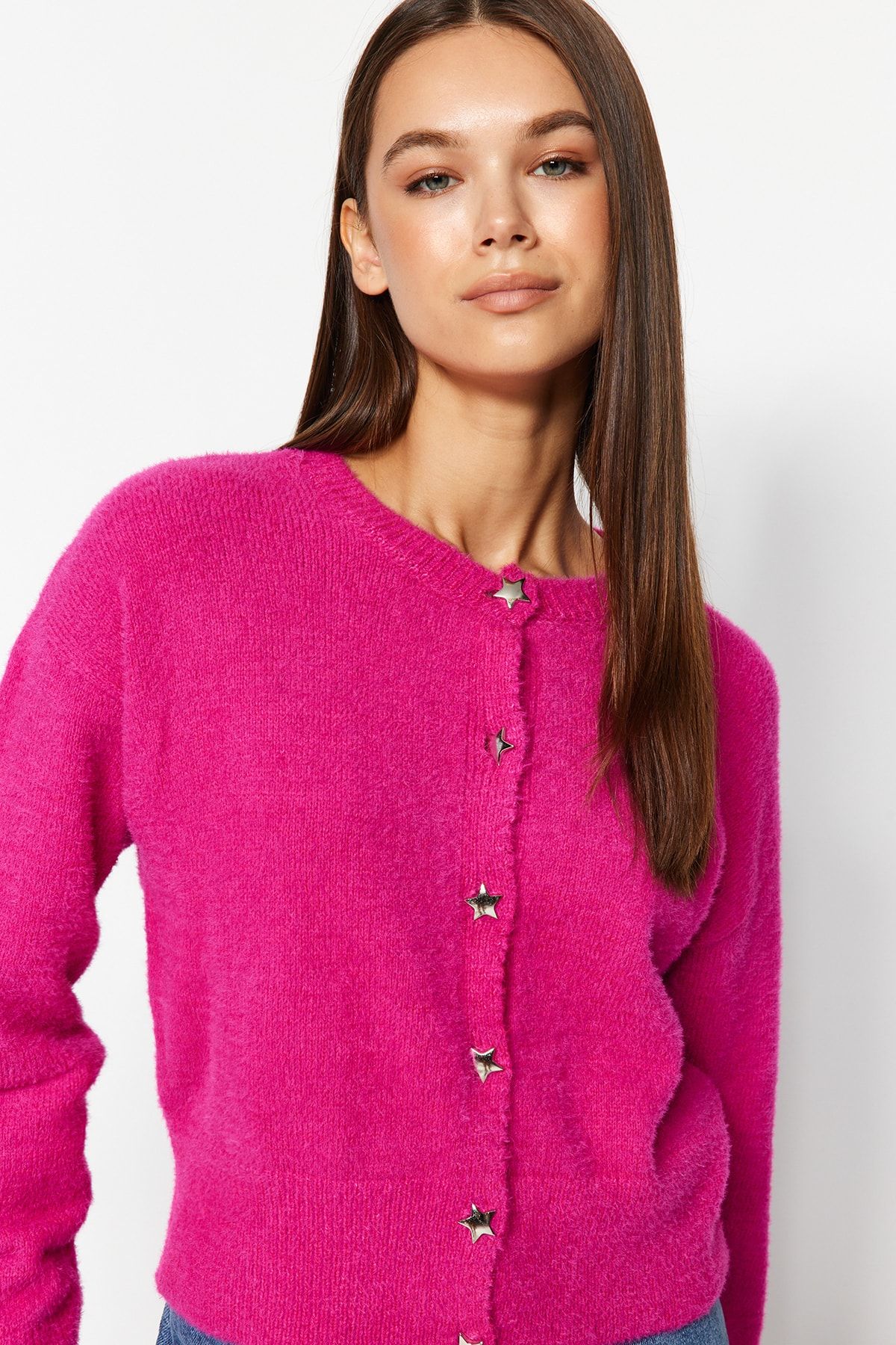 Deep pink cardigan new arrivals