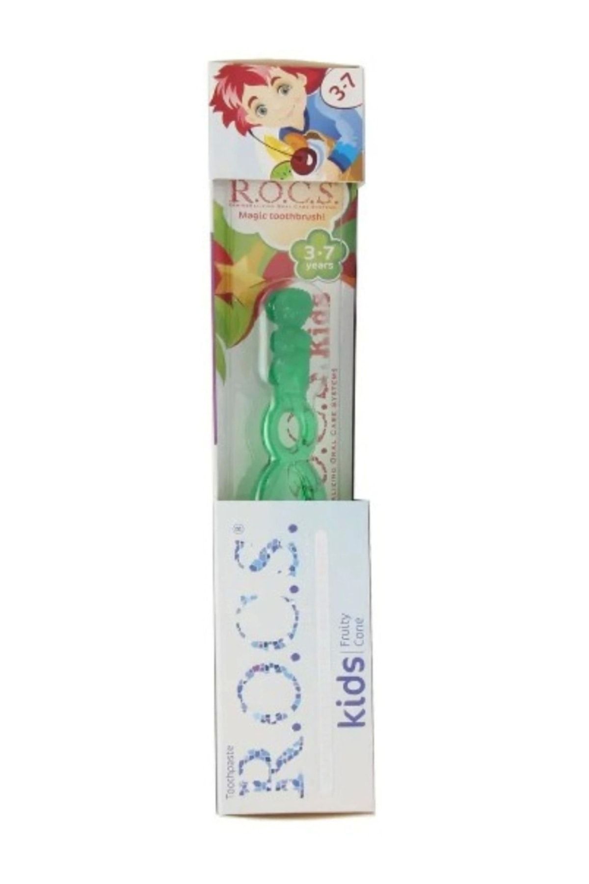R.O.C.S. Rocs Kids 3-7 Yaş Meyve Külahı Diş Macunu Fırça Seti Yeşil