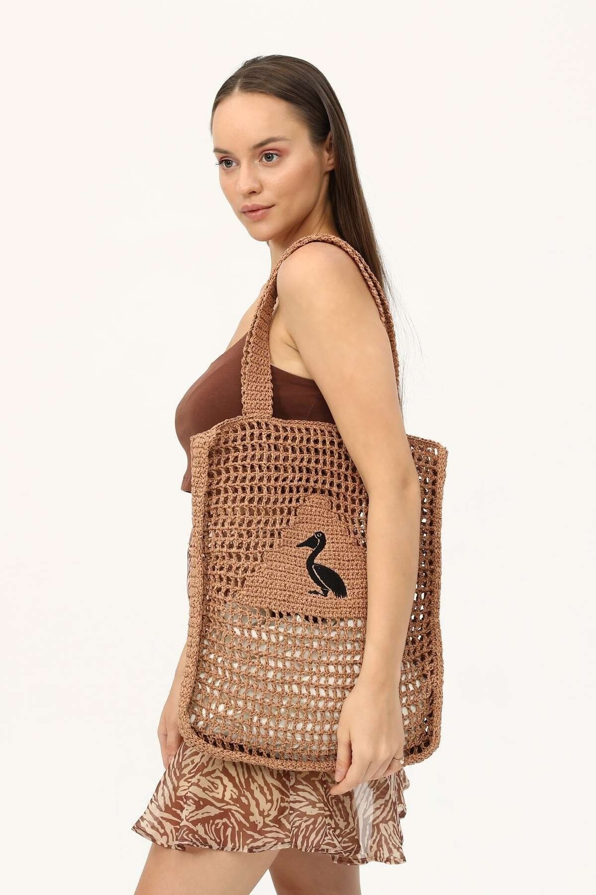 Bronze top beach bag