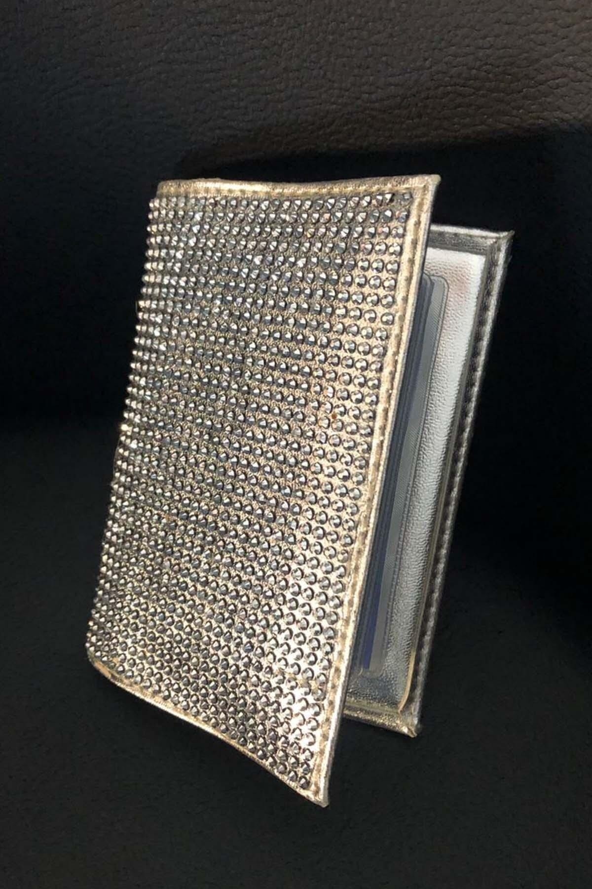 Fox Gümüş Taşlı Parlak Ruhsat Kılıfı