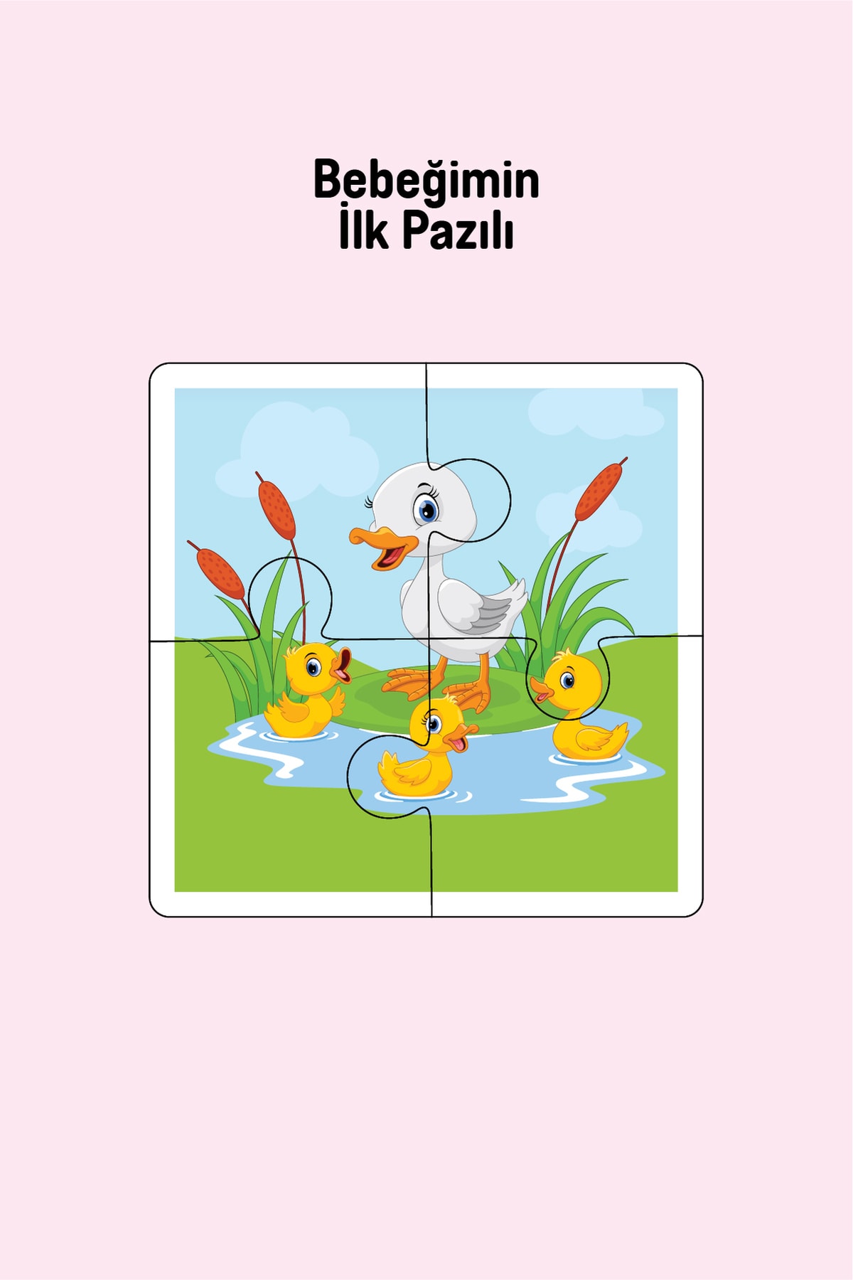 Wooden 4-Piece Puzzle My Baby's First Sunday (Duck Family)