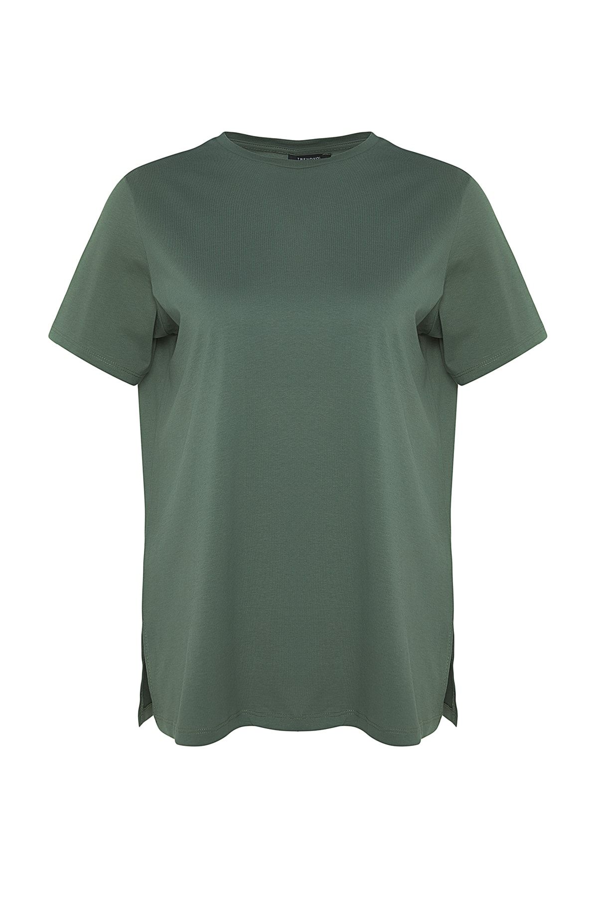 Trendyol Curve-Dark Mint Crew Neck T-Shirt 100% βαμβάκι - TBBSS22BF0031 6