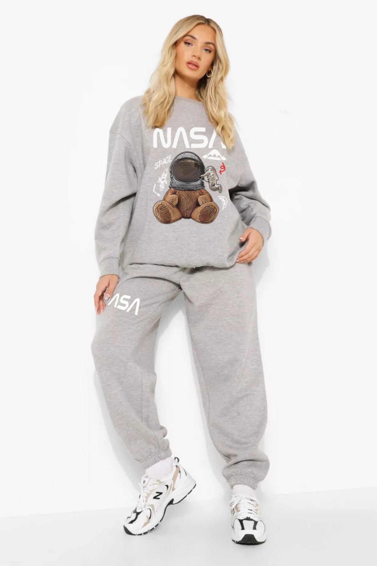aynewmoda Women s NASA Printed Sweatshirt Bottom Top Tracksuit Set