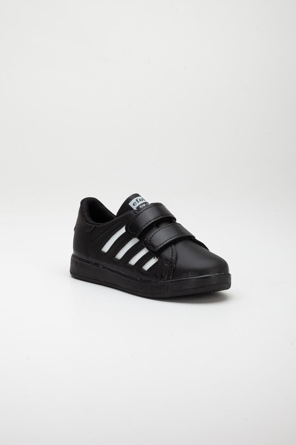 BOUIS Çocuk Unisex Siyah Beyaz 4 Band Cırtlı Rahat Nefes Alır Günlük Şık Spor Ayakkabı Sneaker fotoğrafı 5 (önizleme)