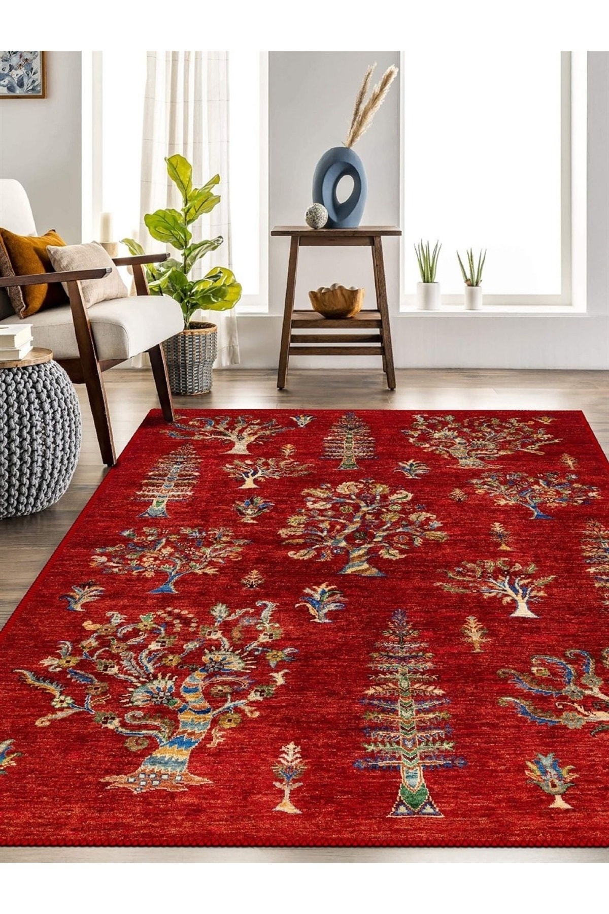 The Rug Collective Kırmızı Etnik Desen Salon Yatak Odası Antre Halısı