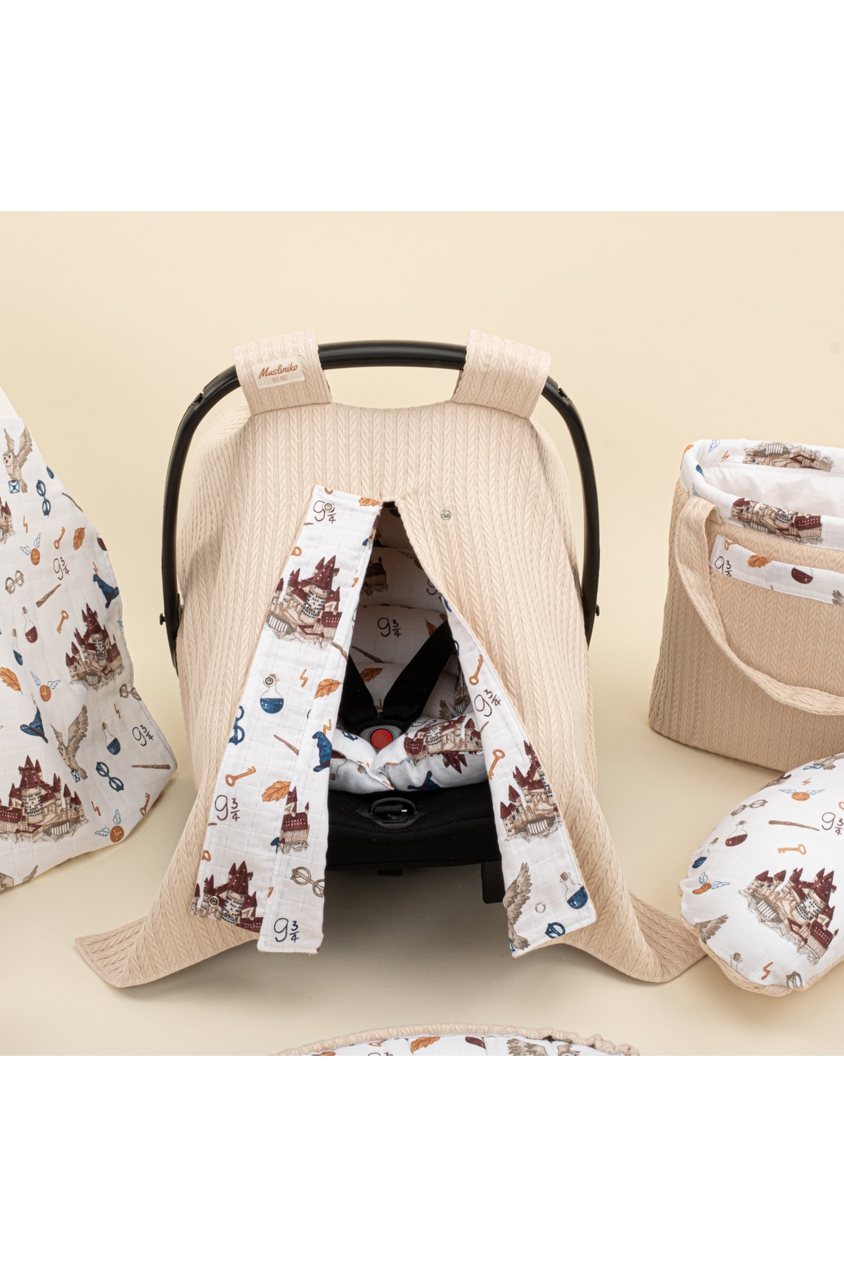 Yunikobaby 18 Parça Set - Sütlü Kahve Örgü - Harry - Puset Seti,babynest,emzirme Önlüğü Ve Yastığı,alt Açma Mat fotoğrafı 7 (önizleme)