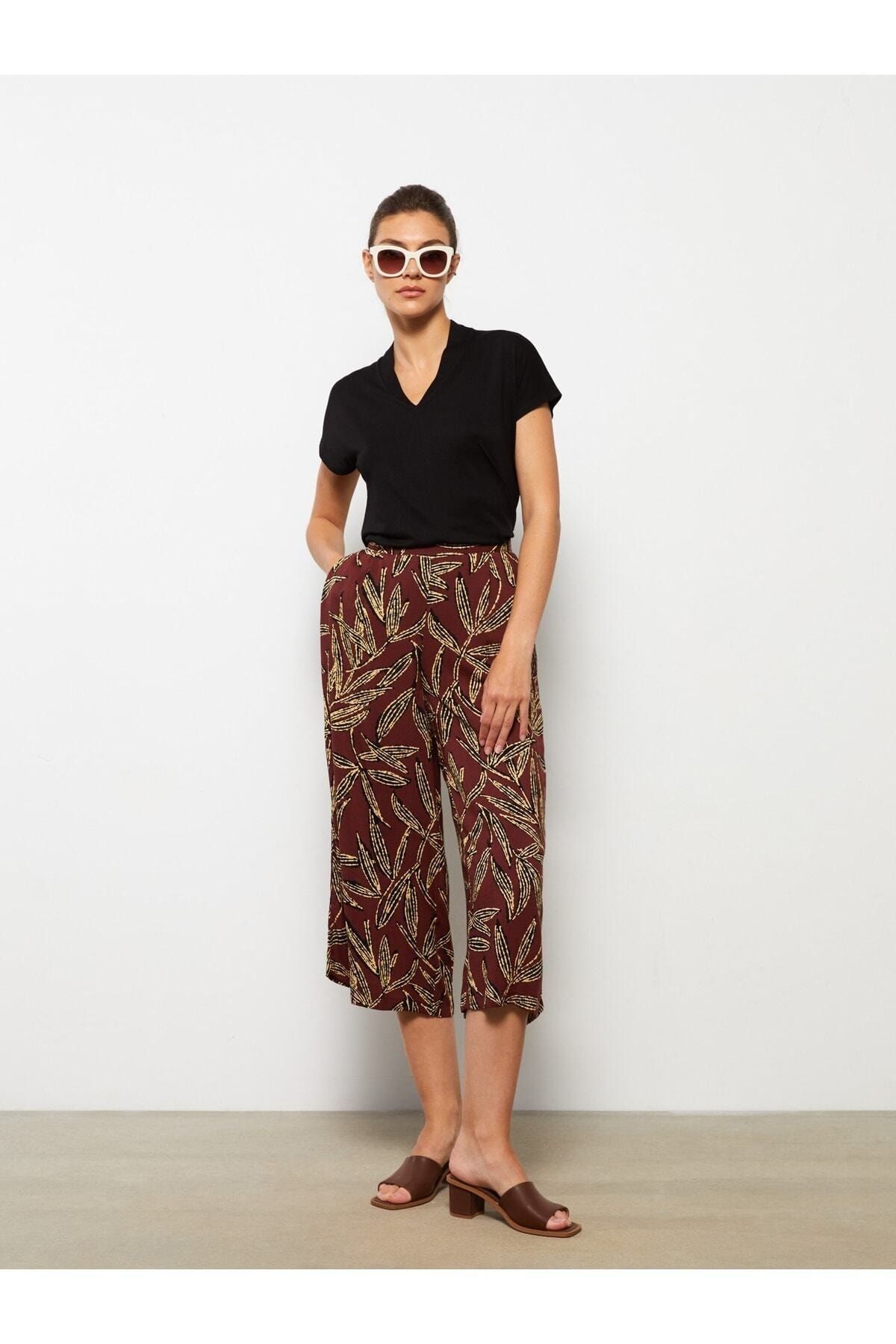 LC Waikiki Wzorzyste Damskie Capri Z Wiskozy Z Elastyczną Talią Kobieta - 36
