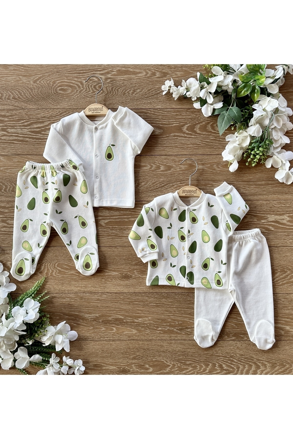 Organic Cotton 4-Piece Baby Bottom Top Set Avocado