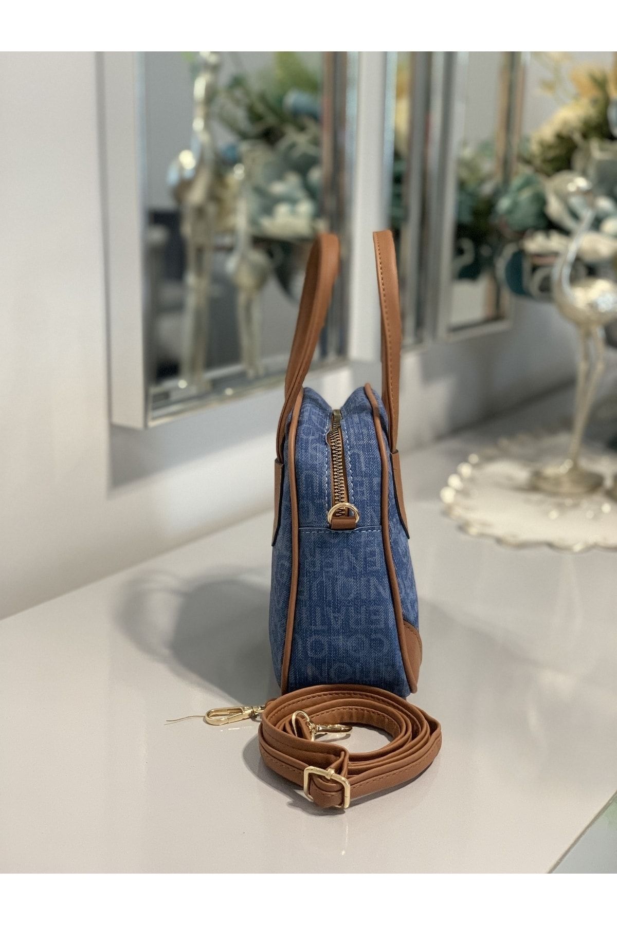 Denim and hotsell leather bag