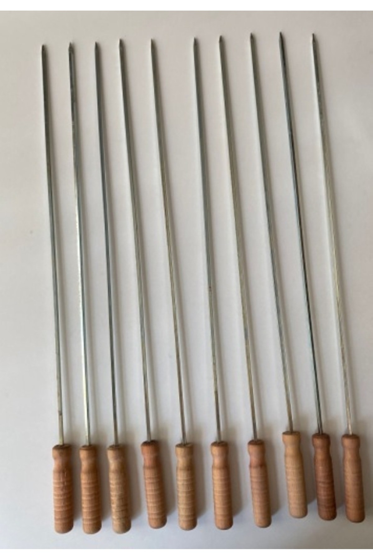 mobilreyon - 5 Adet Ahşap Saplı Kare Şiş Boy:55cm,Kalınlık:4mm Tahta Saplı Kuşbaşı Ciğer Tavuk Şişi