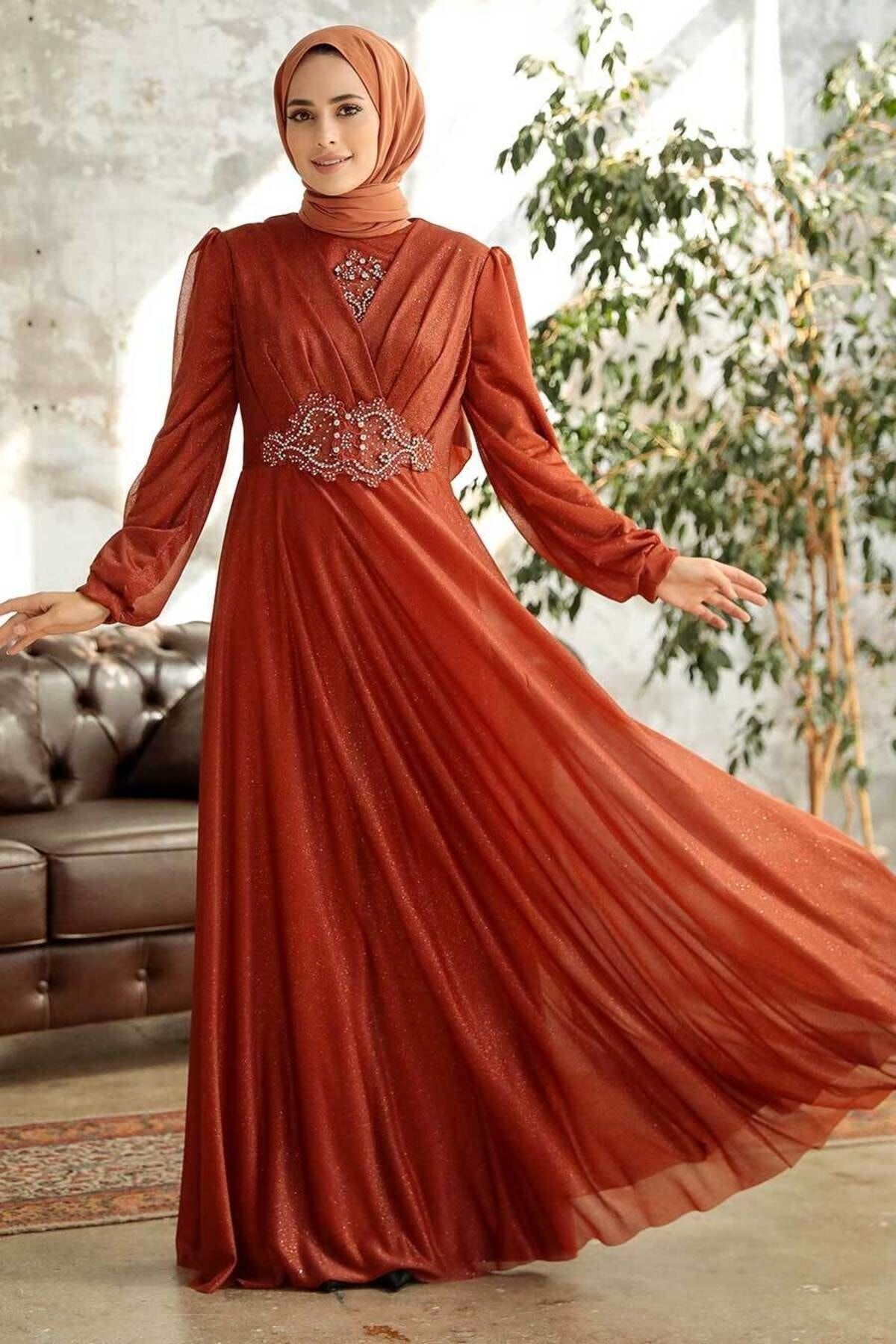 Neva Style Hijab Evening Dress Glittery Tile Hijab Evening Dress 50151KRMT Trendyol
