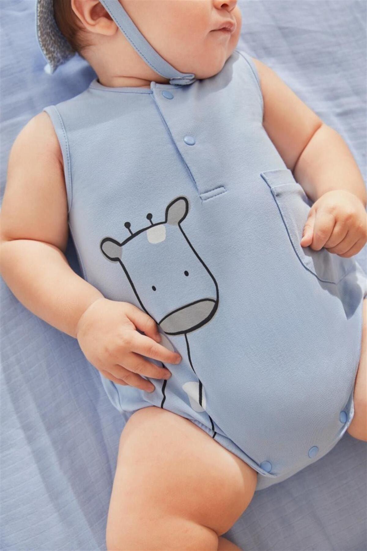 لباس بیمارستانی نوزاد آبی پسرانه و بچگانه کلاه سرهمی BABY BOY 2 pack Mayoral