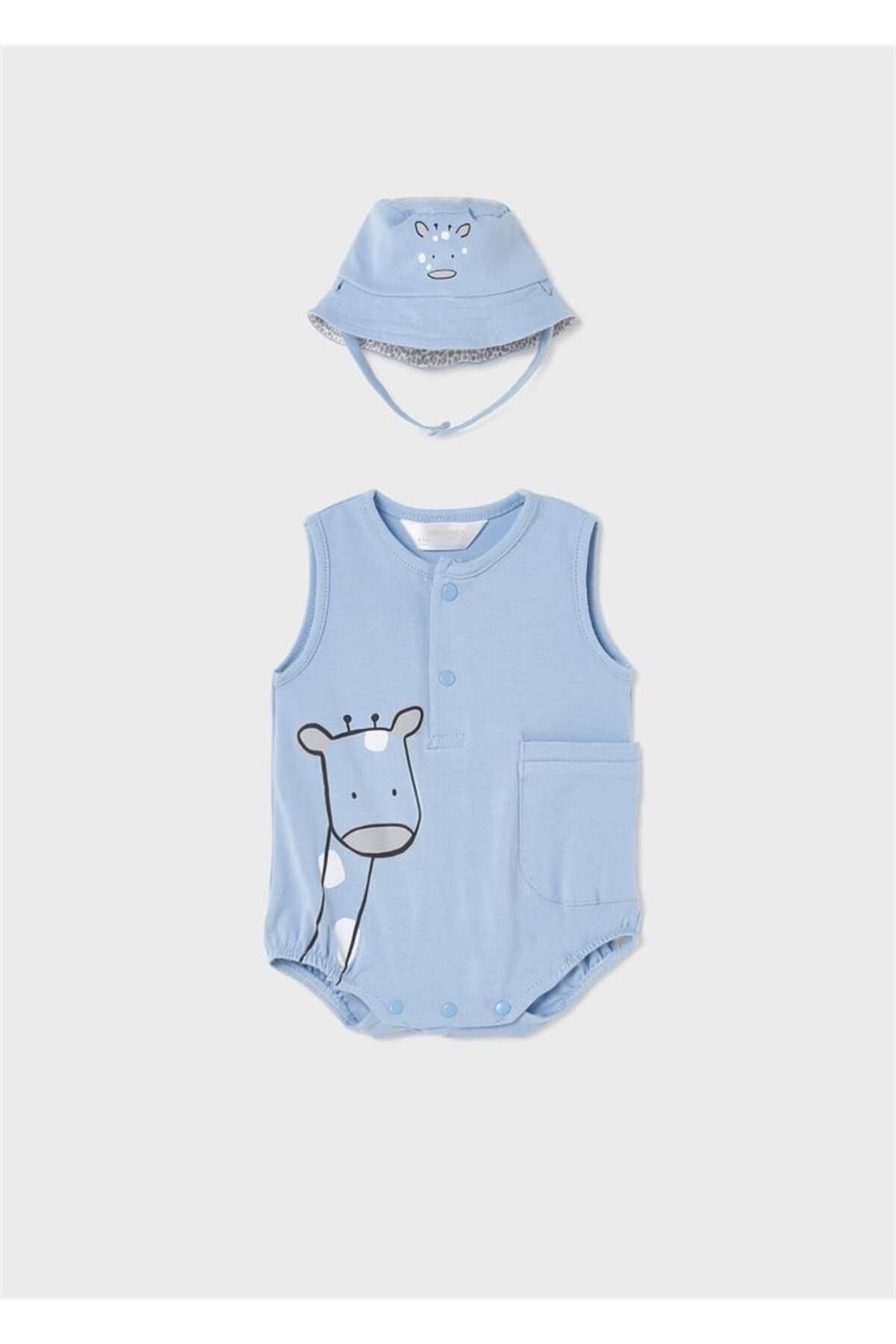 لباس بیمارستانی نوزاد آبی پسرانه و بچگانه کلاه سرهمی BABY BOY 2 pack Mayoral