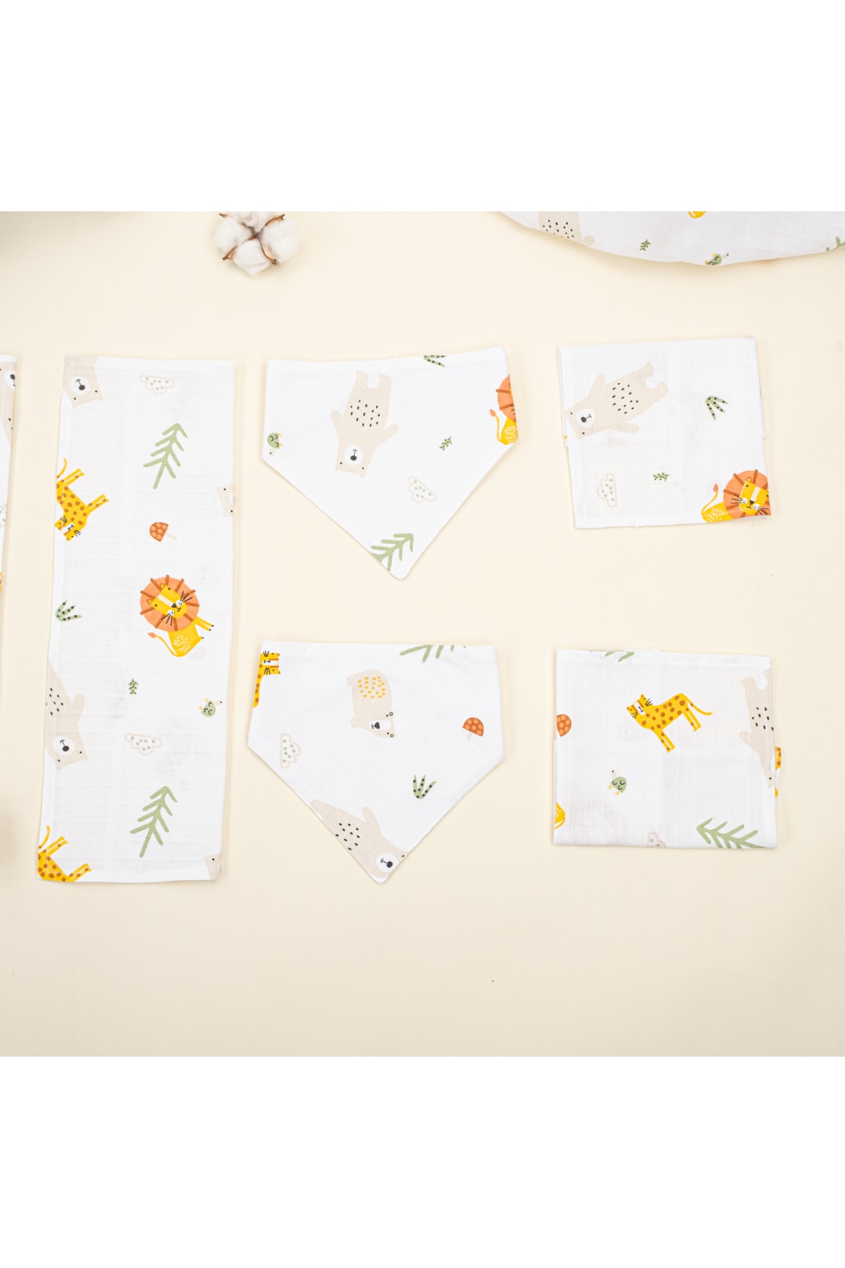 Yunikobaby 9 Parça Set - Aslan - Puset Seti,Müslin Örtü,Önlük Mendil Set,Emzirme Önlüğü fotoğrafı 6 (önizleme)