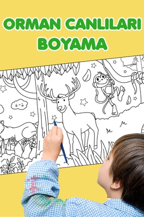 Sim Tasarım Boyama Orman Canlıları Tema Eğitici Tatil Etkinlik Aktivite Boyam...