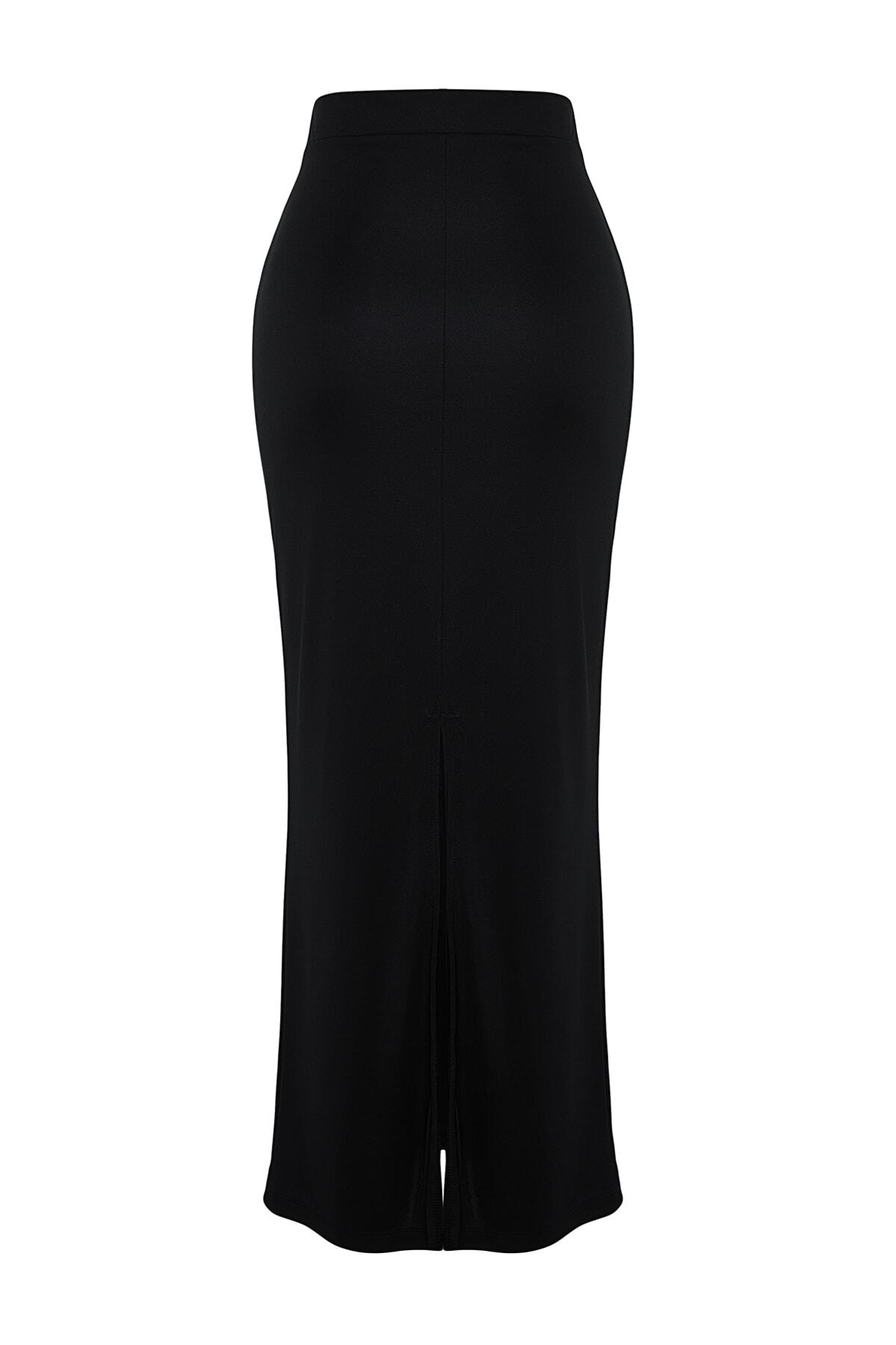 Trendyolmilla  Siyah Maxi Yüksek Bel Esnek Örme Etek TWOSS23ET00372 - Görsel 8