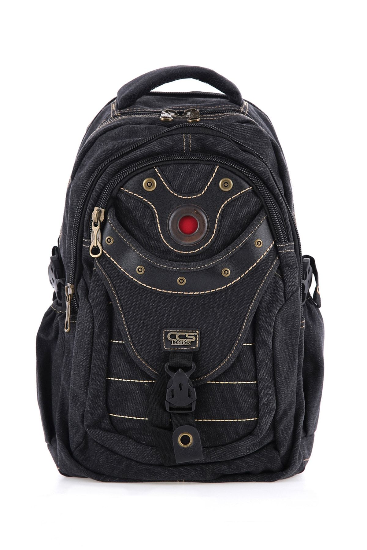 MUCCO-Rucsac unisex din pânză neagră - rezistent la apă, cu buzunare multiple Ccs51405 1