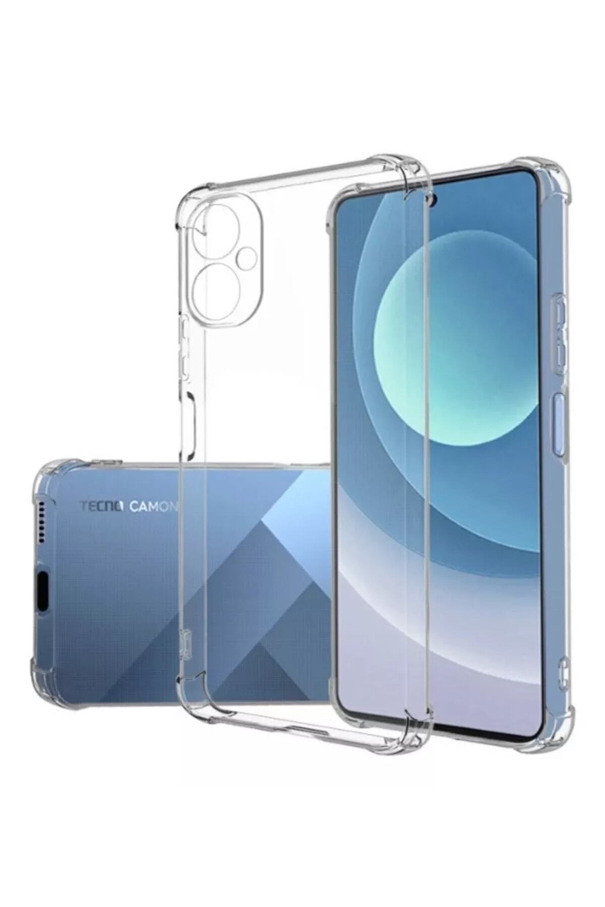 Tecno Spark 9T Kapak Kamera Korumalı Airbag Antishock Köşe Korumalı Şeffaf Silikon Kılıf