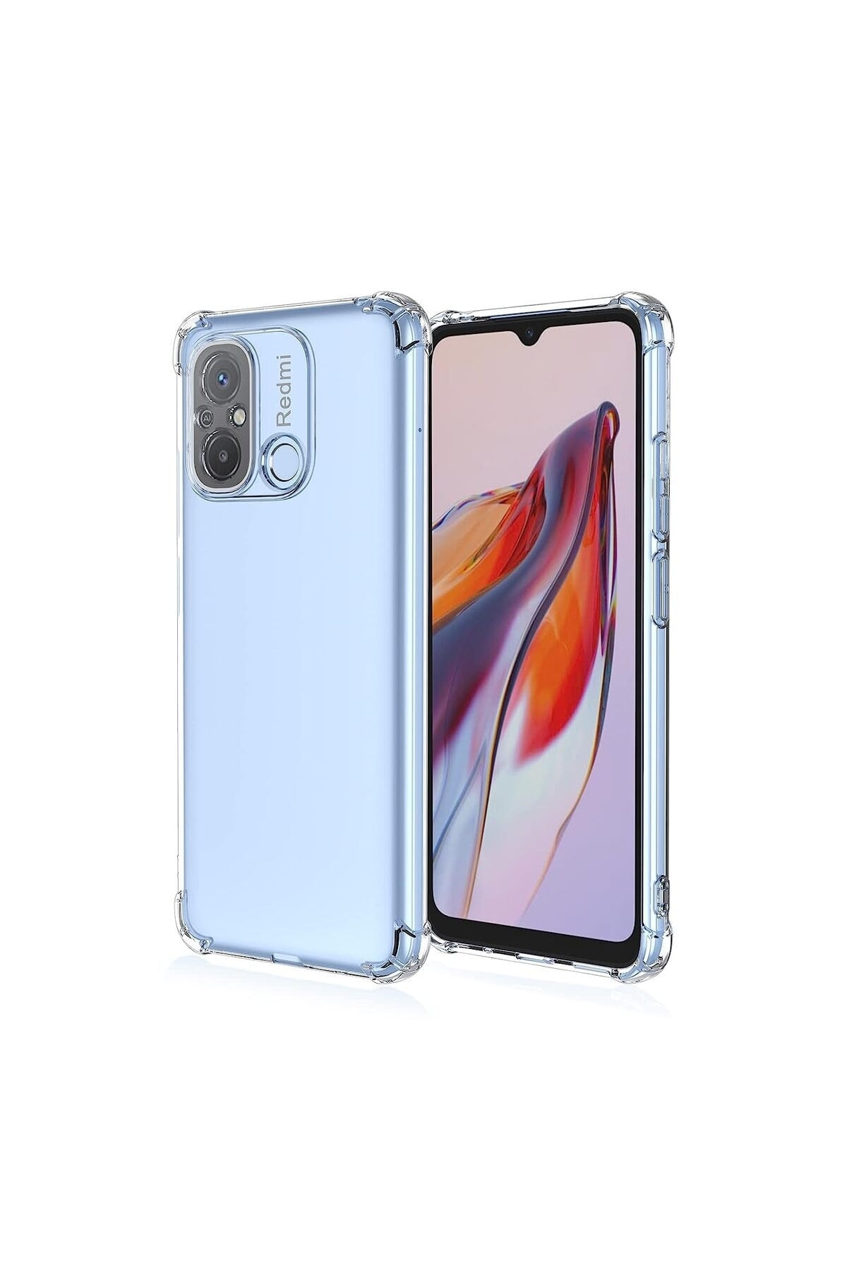 Xiaomi Redmi 12C Kapak Kamera Korumalı Airbag Antishock Köşe Korumalı Şeffaf Silikon Kılıf
