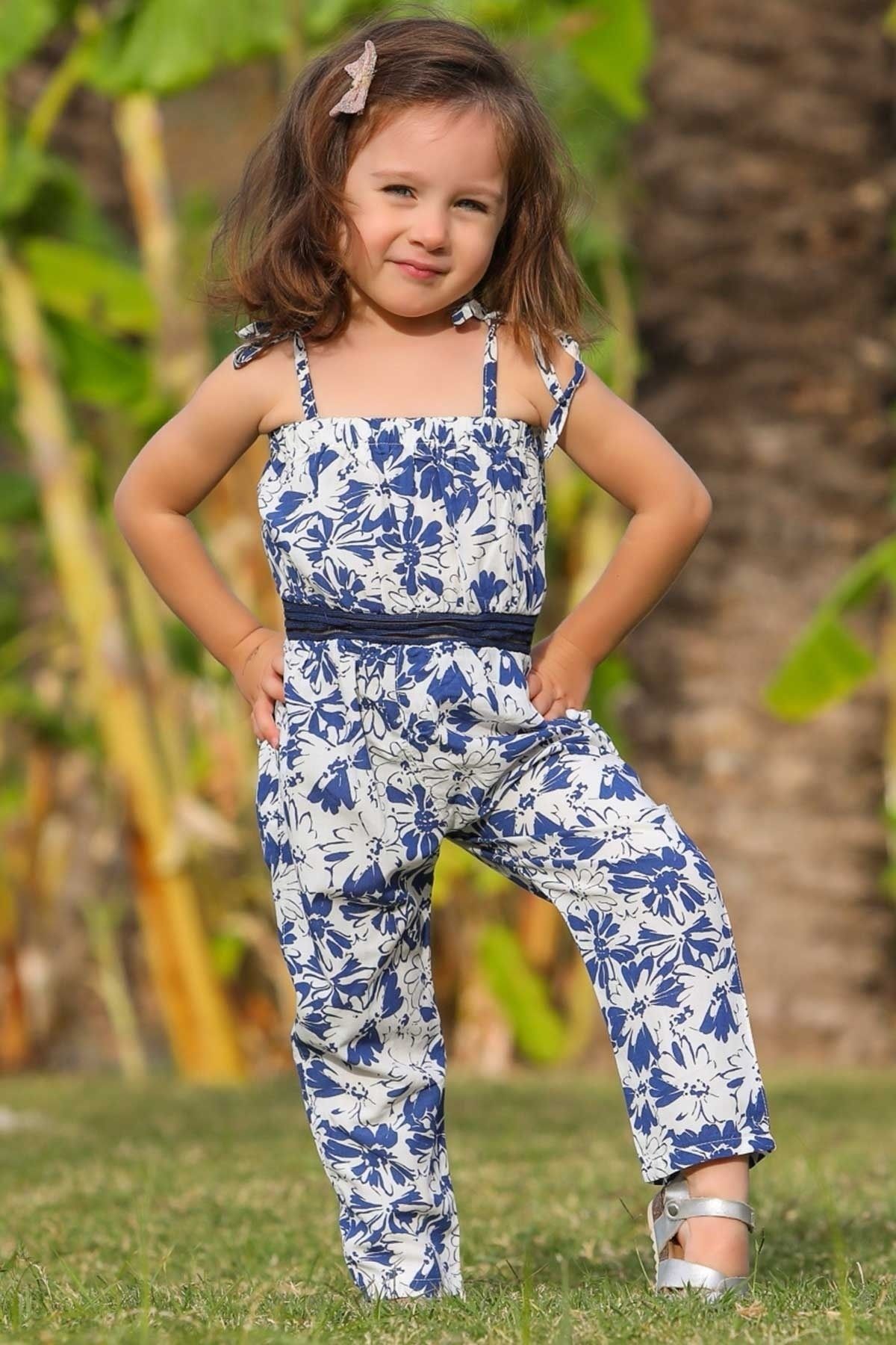 Escabel Girl s Jumpsuit Floral Patterned 1 4 Years Dark Blue