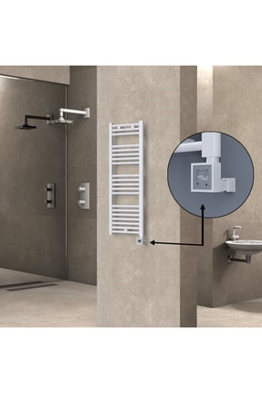 Radiva Haiti Elektrikli Havlupan 400x1100 Düz Beyaz Parlak (KTX3 Termostat) 6...