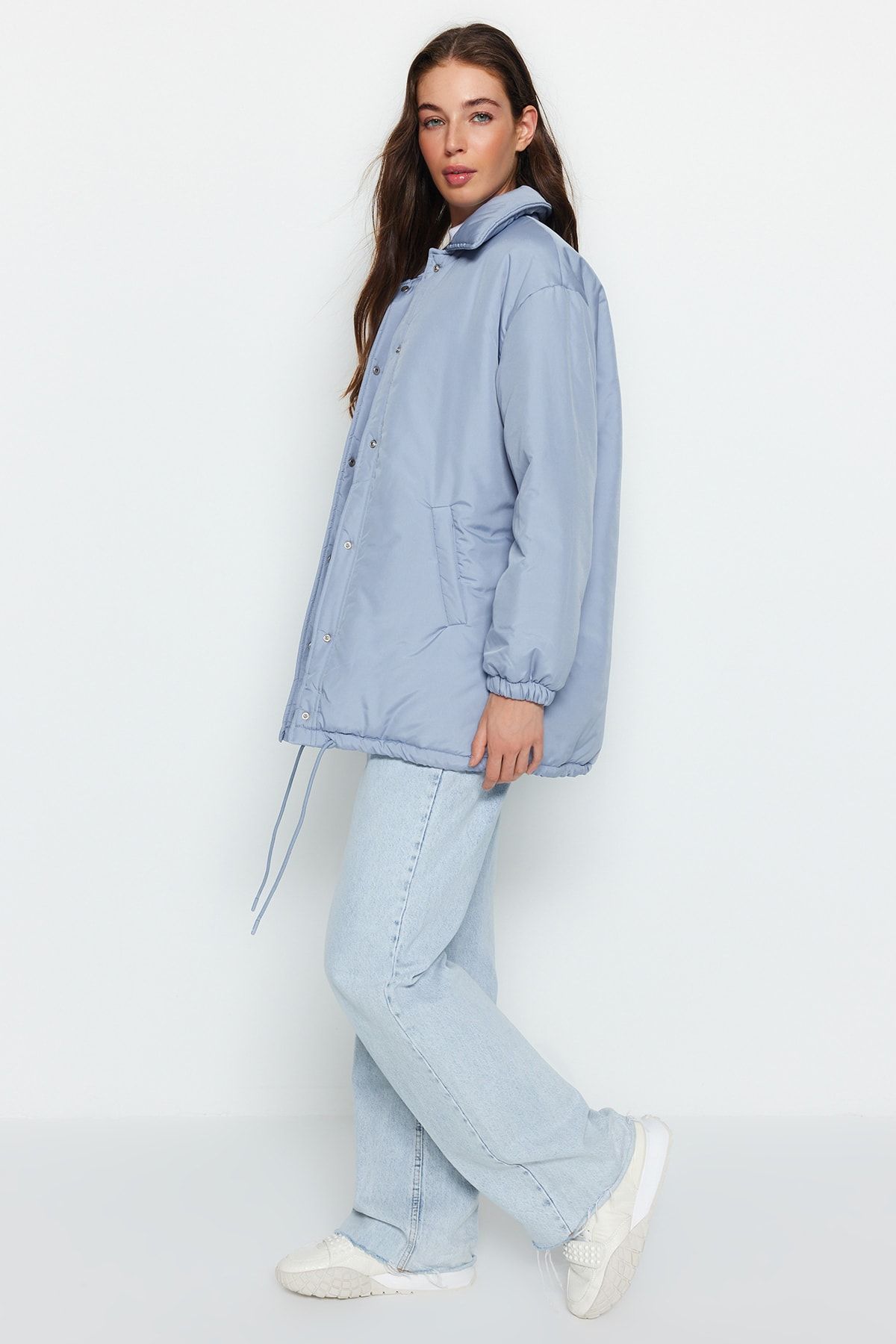 Trendyol Collection Winter Jacket Blue Basic Trendyol