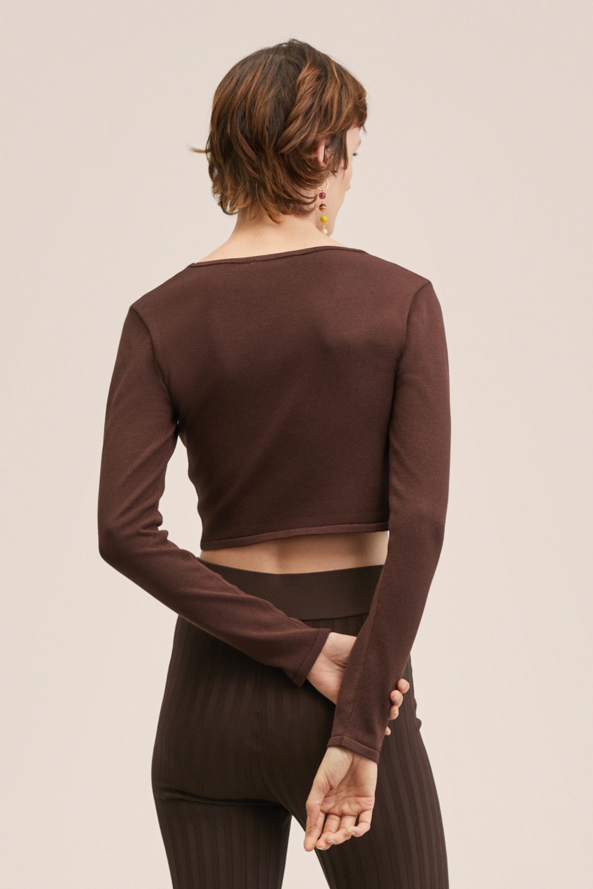 بافت و پلیور زنانه قهوه ای منگوMANGO | 27075770_1 اورجینال - تصویر 10