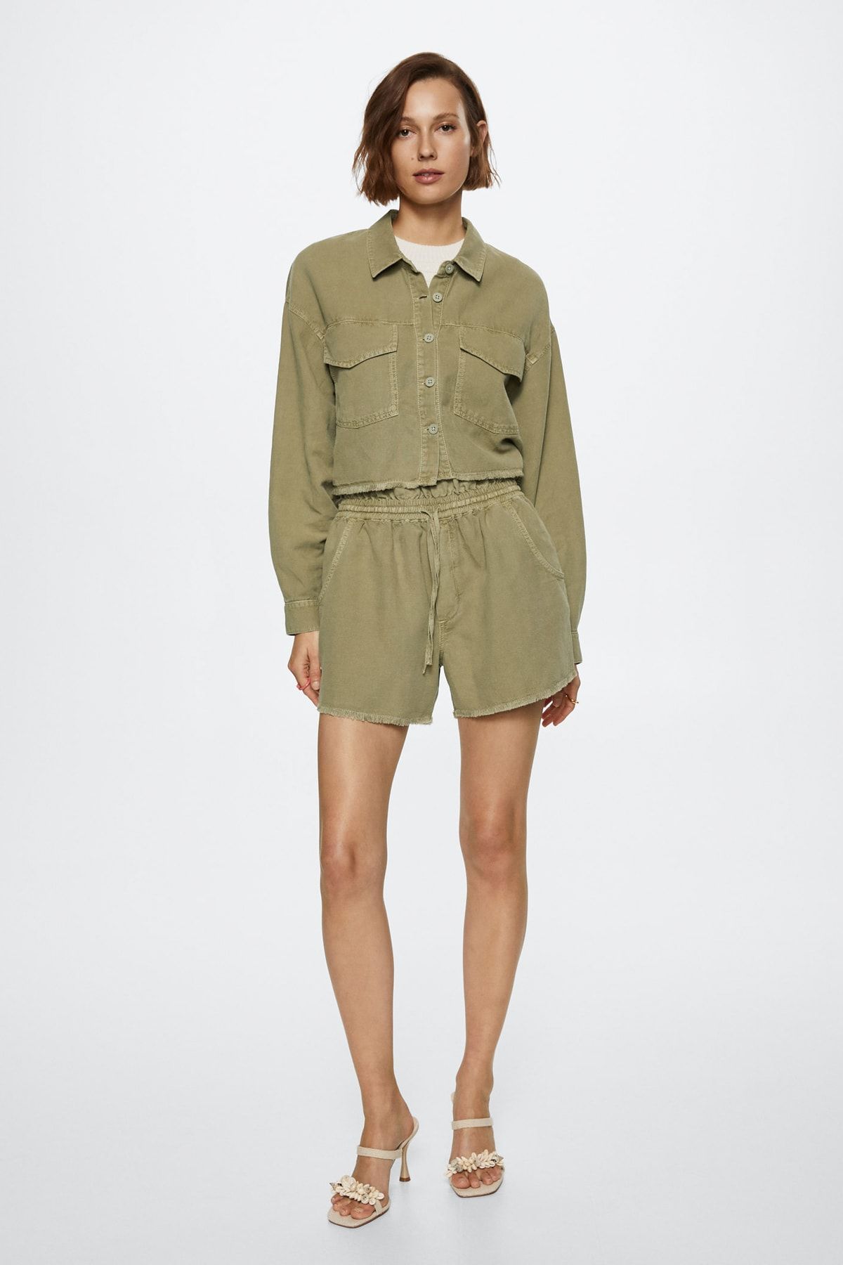 MANGO-Khaki dámske šortky a Bermudy 37061281 7