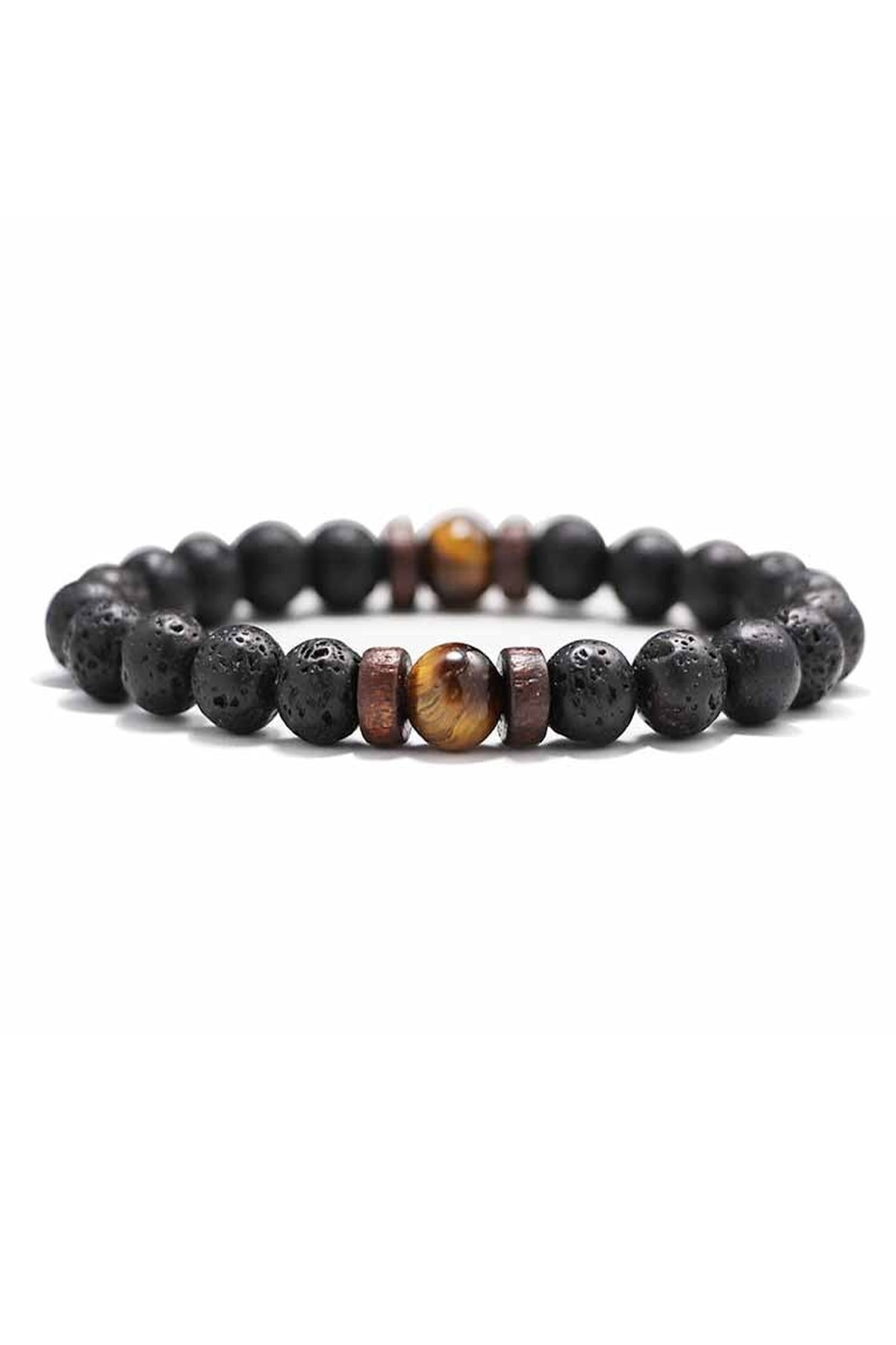 Wooden Figure Design Natural Stone Men's Bracelet