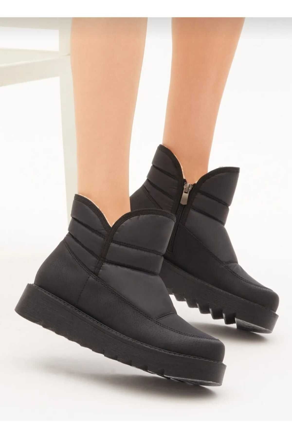 Short snow top boots with fur