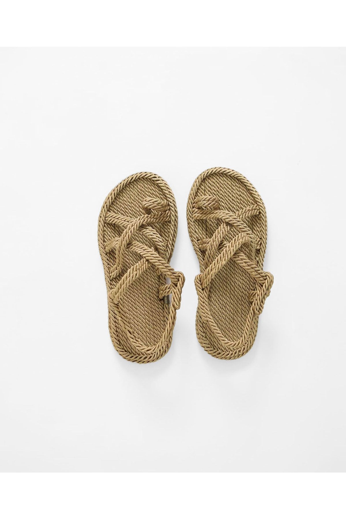FABRO MAN Women s Gold Rope Straw Handmade Sandals Trendyol