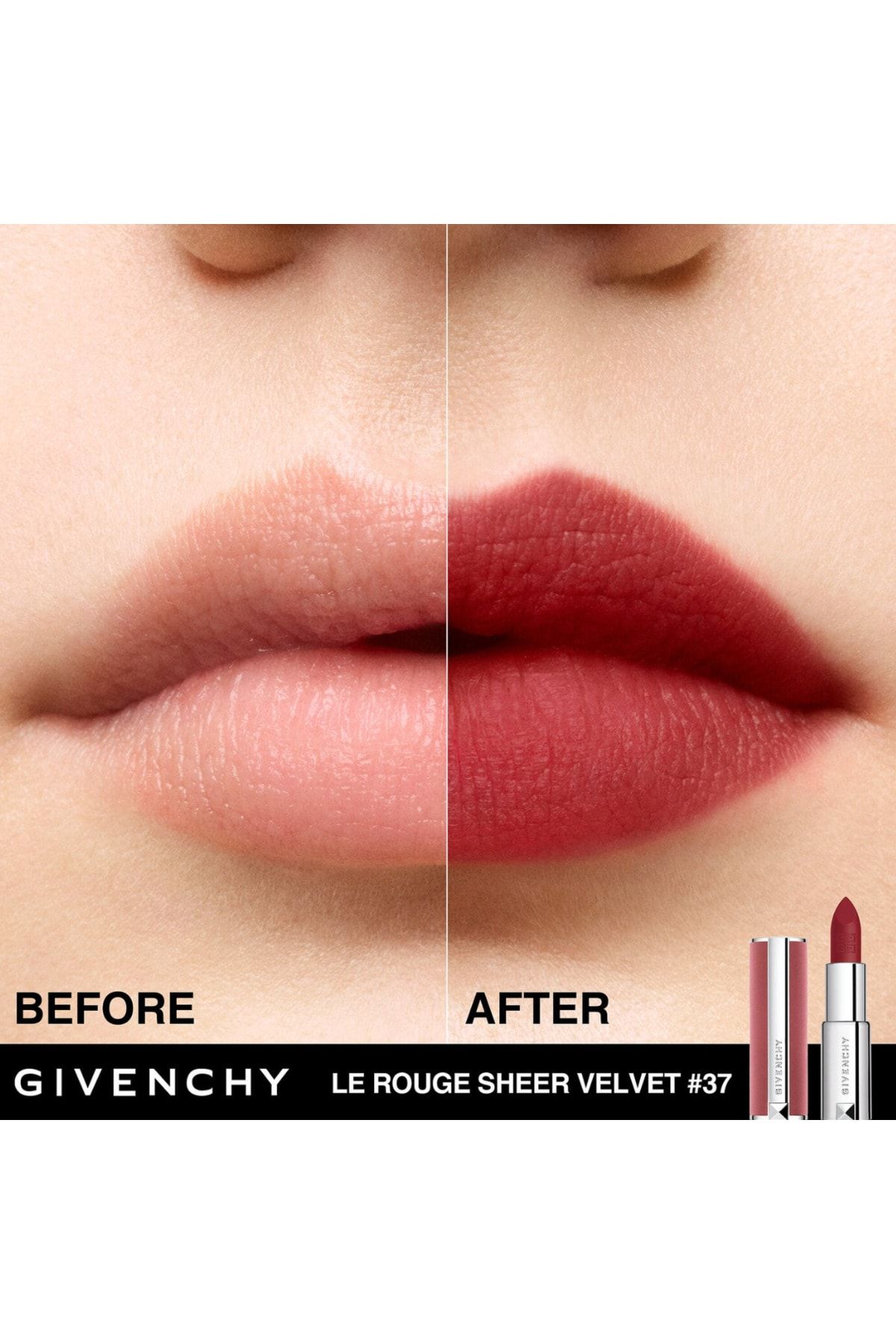 Givenchy لبخند مخملی مات لبهای روشن ۳۷ روژ گرینه