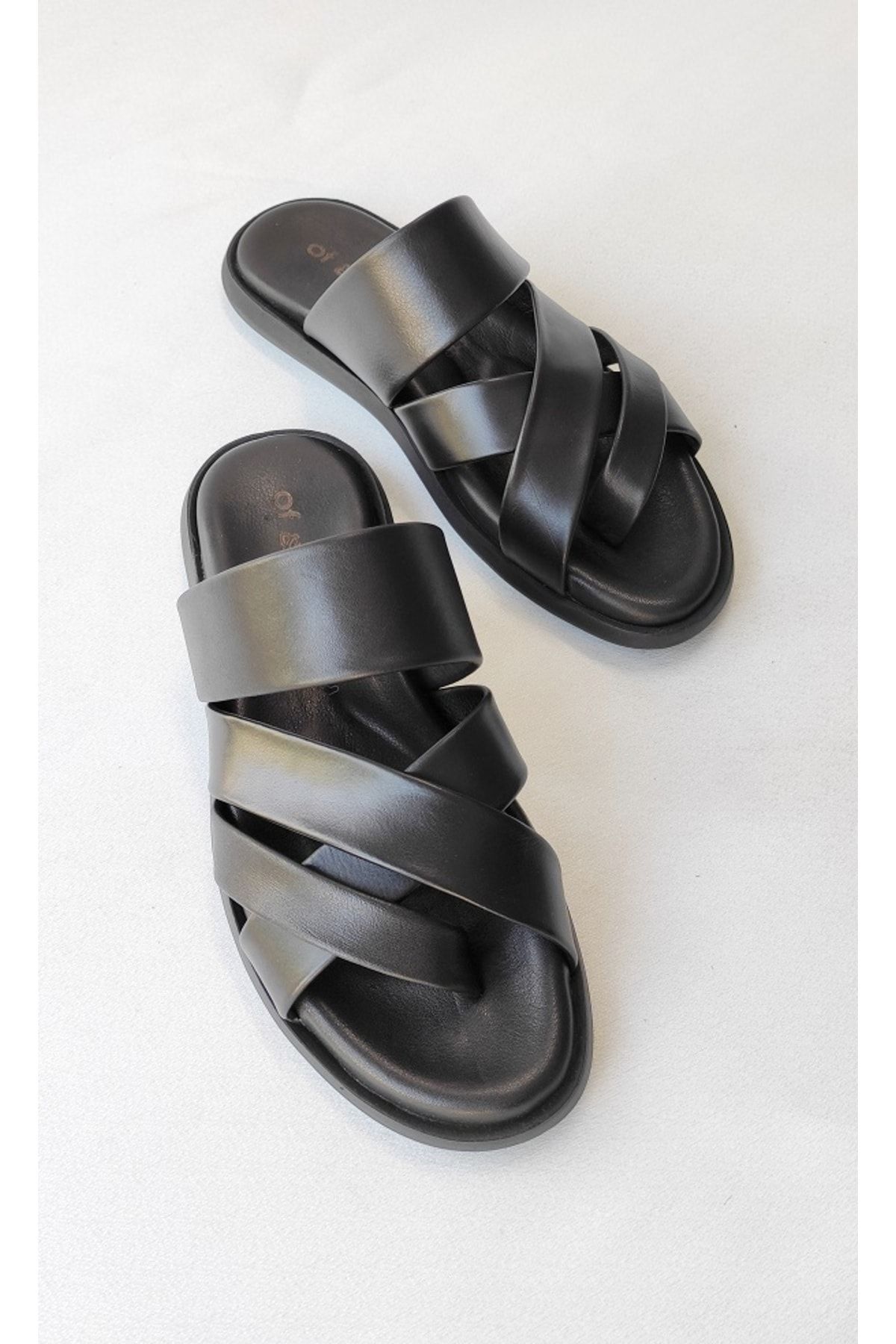 Of&Off-Men's Genuine Leather Slippers 2