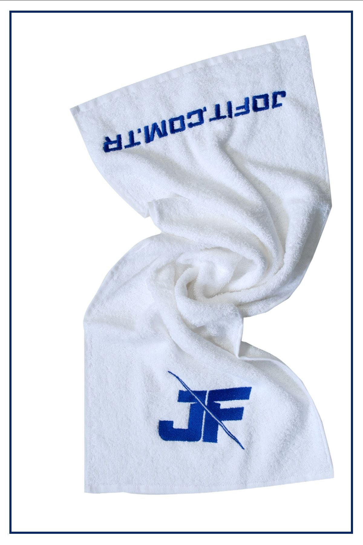 حوله سفید آموزش ورزشکار آبی 30x85 سانتی متر. jofit