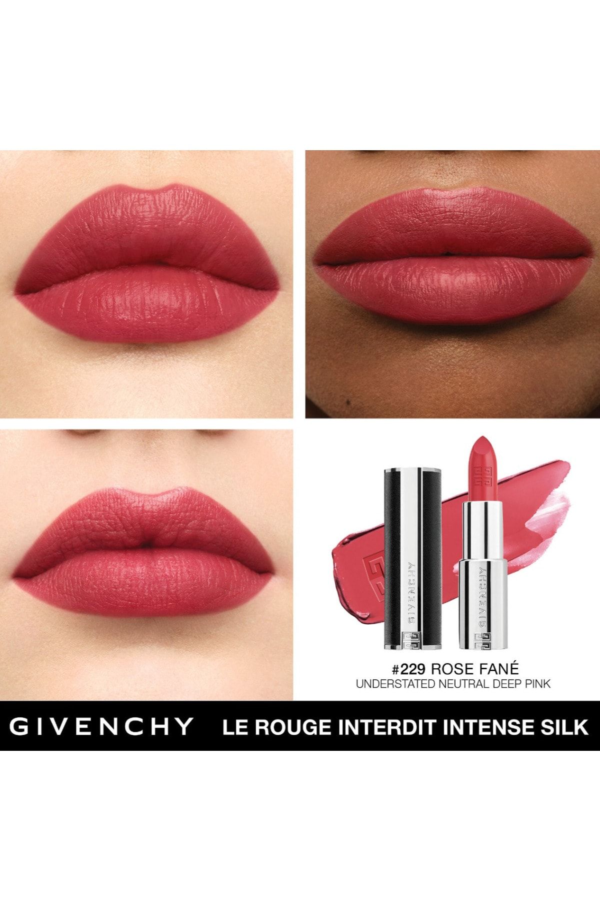 Givenchy لبخند بخش رز Fané با رژ لب مات ابریشمی Rouge Interdit Intens Silk