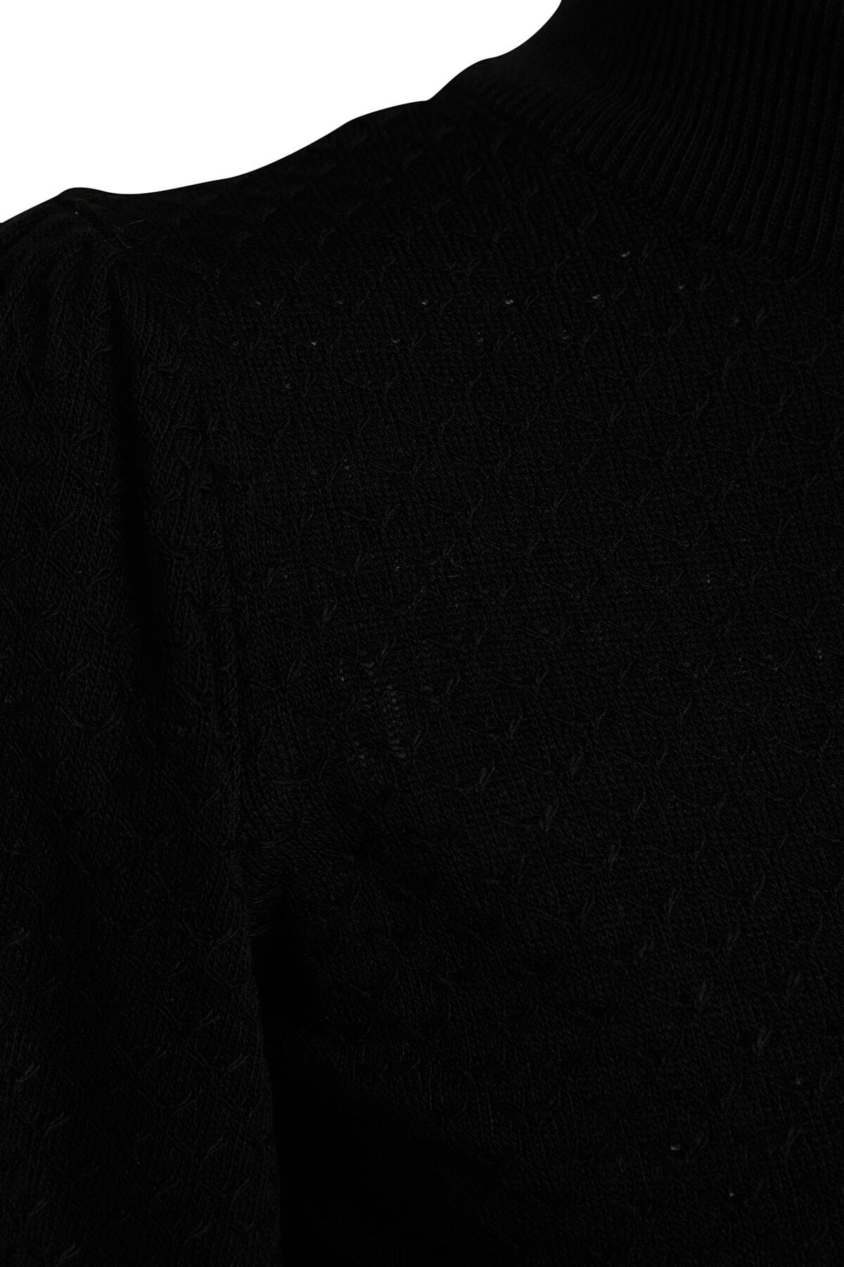 Trendyol Collection-Черен трикотажен пуловер с яка и стойка TWOAW21KZ0817 8