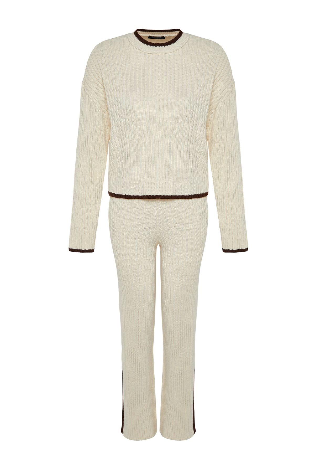 Trendyol Collection-Corded Stone Color Block Crop Knitwear Set - Twoaw24Au00021 6