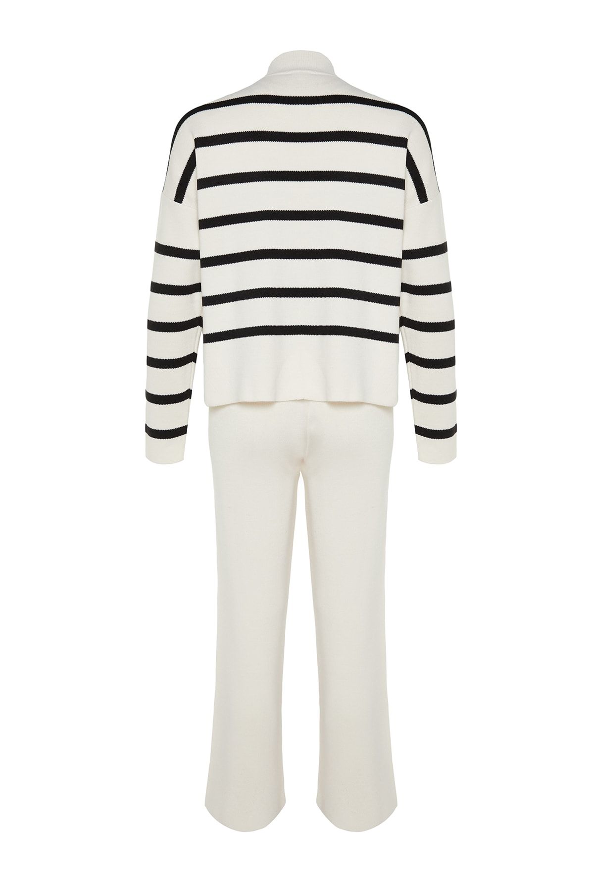 Trendyol Collection-Ecru Striped Knitwear Pants Bottom-Top Set Twoaw24Au00045 10