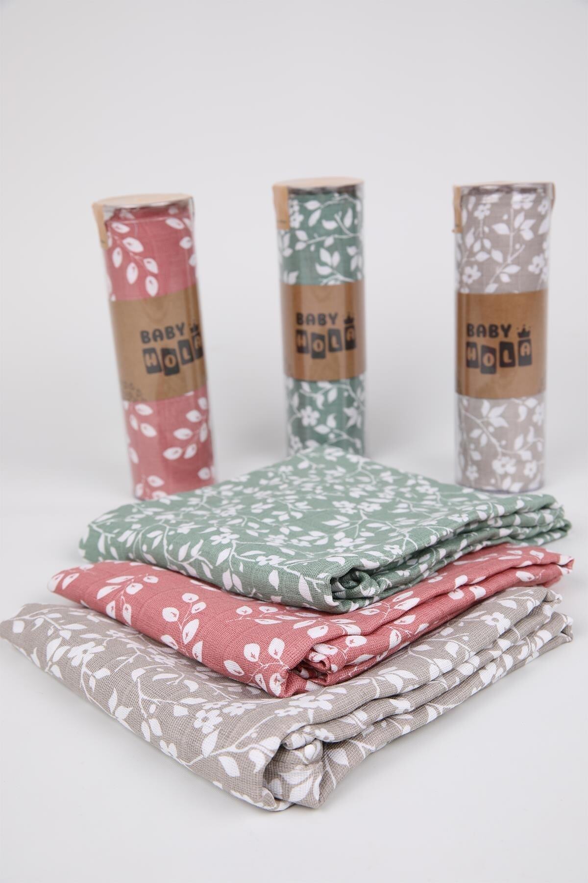Babyhola Müslin Örtü 80x80cm Yaprak Desen Organik Hediyelik Emzirme Alt Açma Yenidoğan Puset Örtüsü fotoğrafı 5 (önizleme)