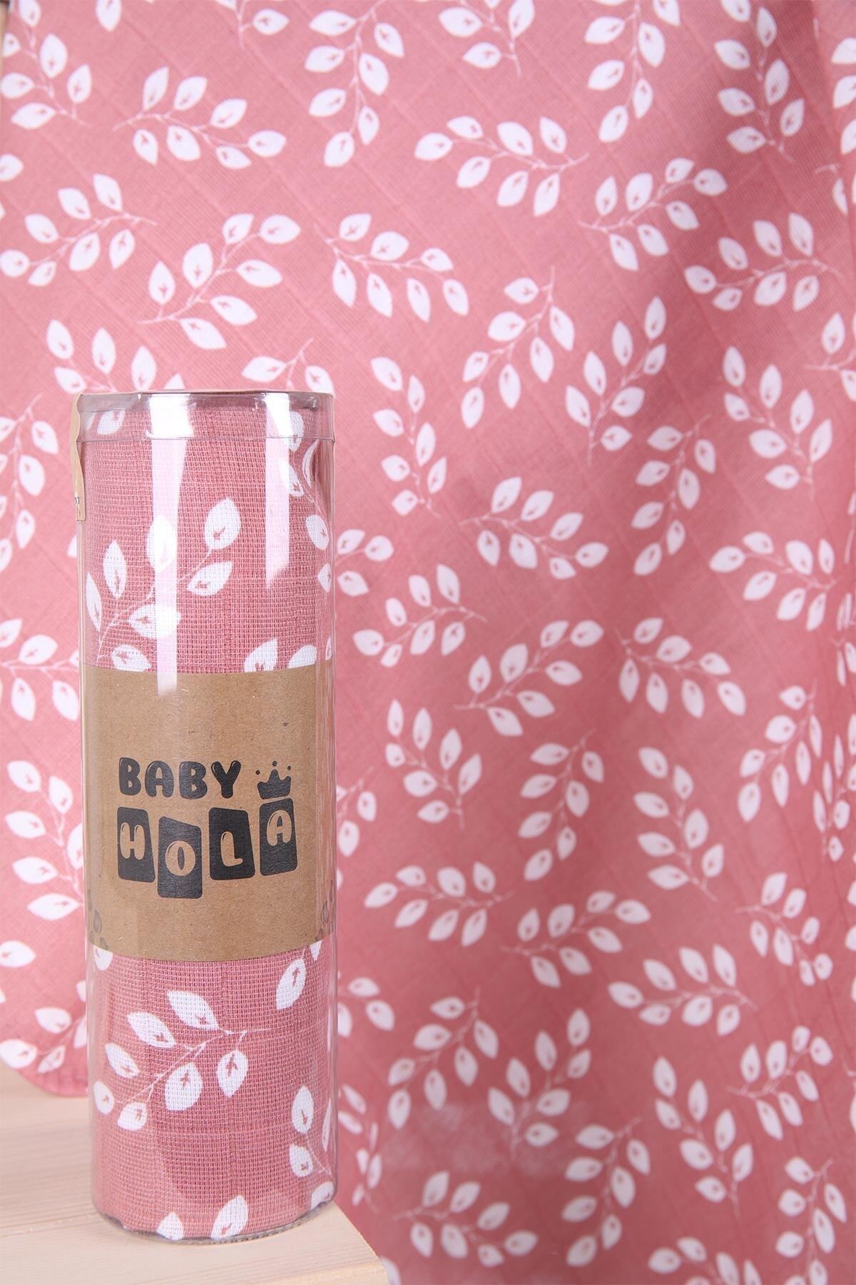 Babyhola Müslin Örtü 80x80cm Yaprak Desen Organik Hediyelik Emzirme Alt Açma Yenidoğan Puset Örtüsü fotoğrafı 2 (önizleme)