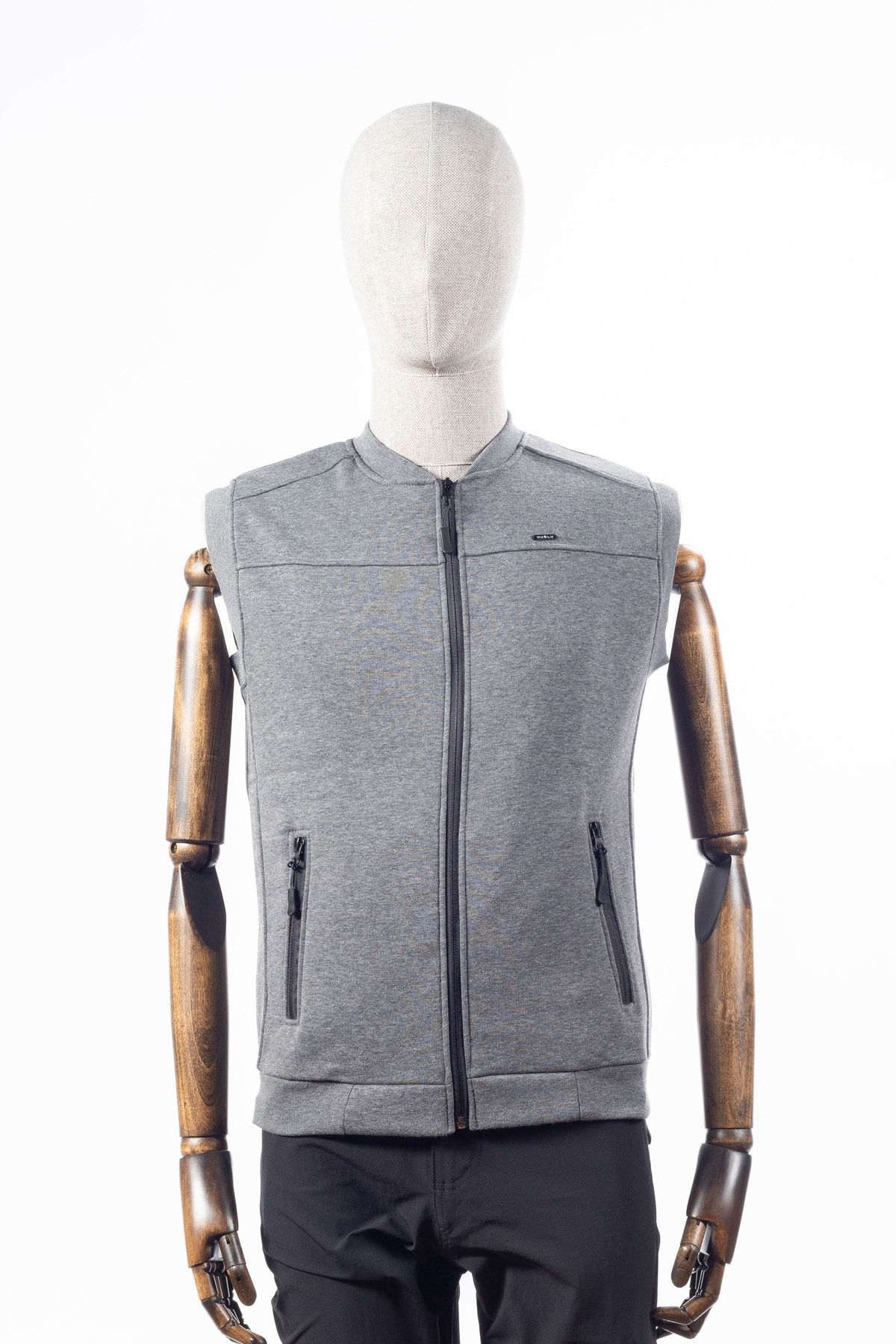 Huğlu-Seasonal Two-Pocket Zippered Gray Color Three-String Vest 2
