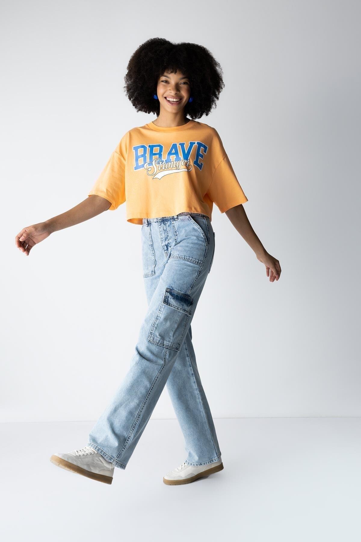 DeFacto-Kalhoty 90's Wide Leg Cargo Pocket Jean 100% bavlna kalhoty 7