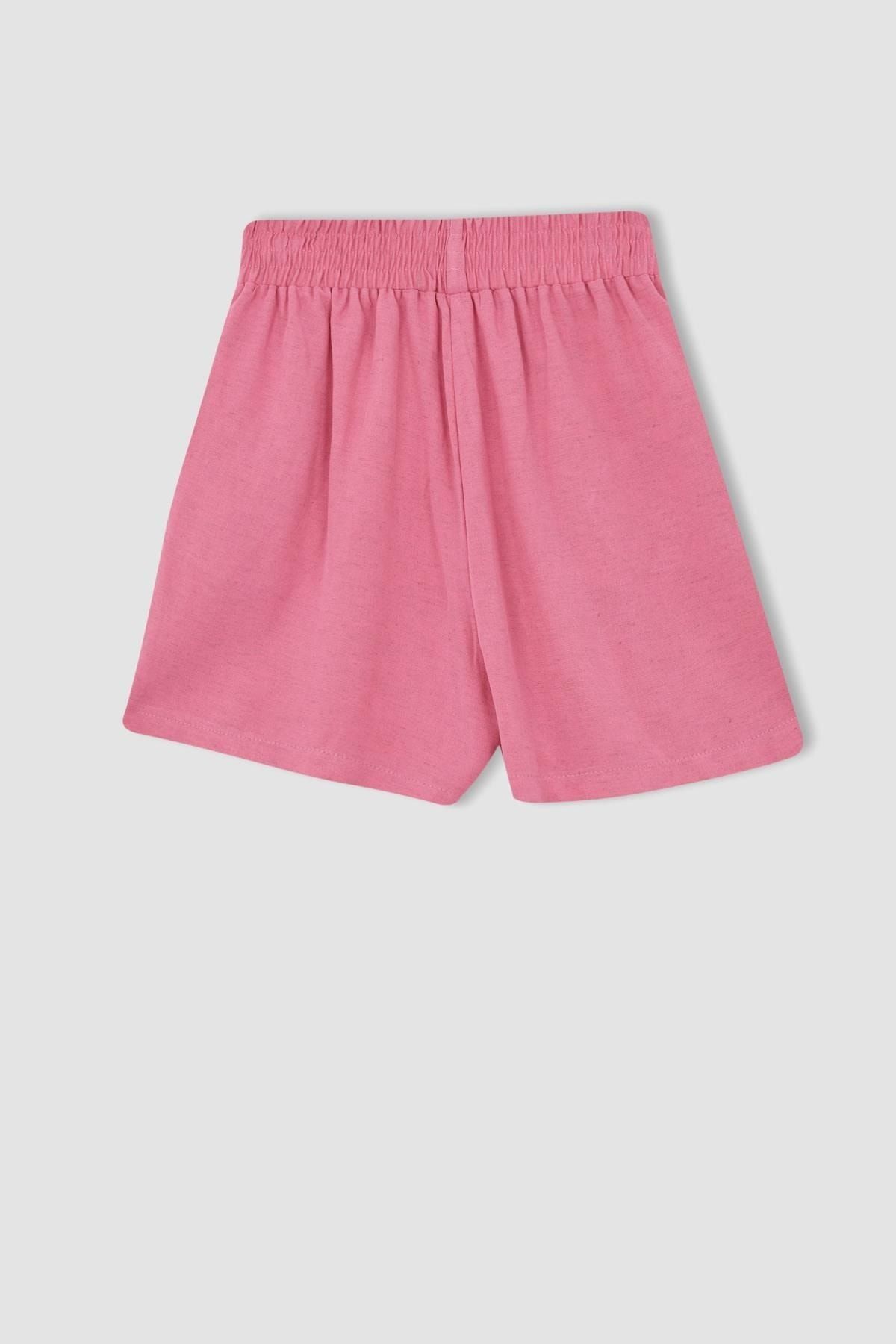 DeFacto-Relax Fit Regular Waist Linen Blended Shorts W5320az22sm 1